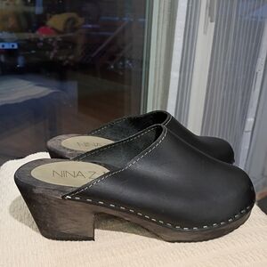 Black Clogs with Chunky Heel.Size 42.US10